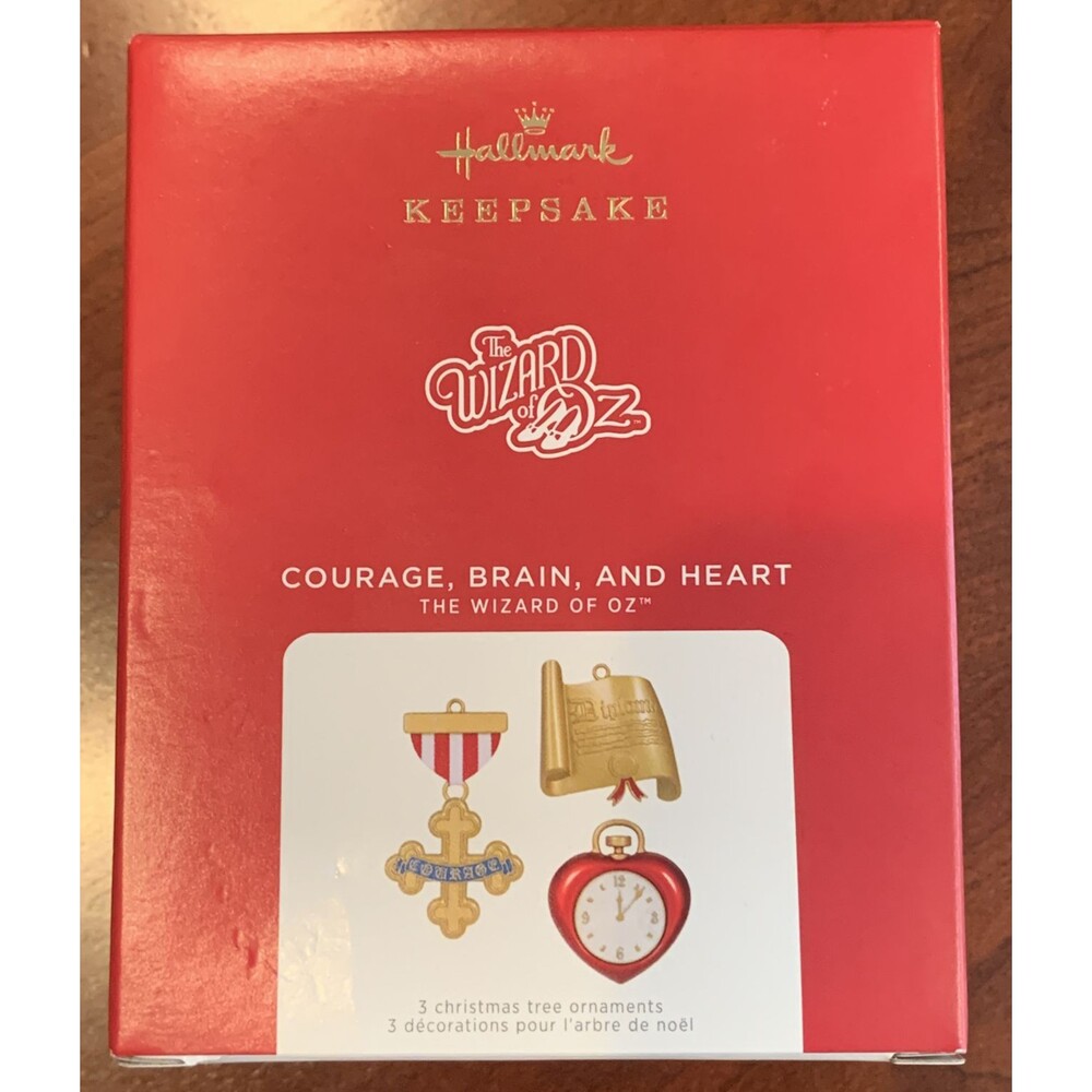 2021 Hallmark Wizard of Oz Courage Brain Heart Metal Ornaments QK1332 New